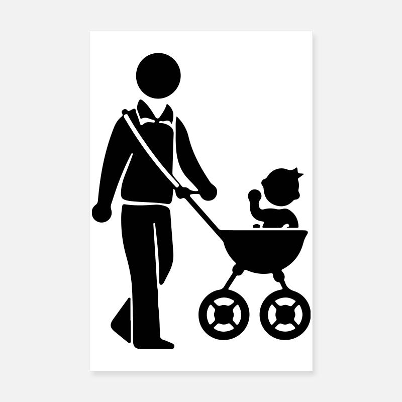 Papa poussette bébé Poster 20 x 30 cm