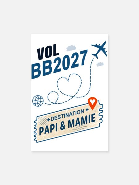 Flug BB2027 Ziel Opa und Großmutter - Poster 20x30 cm - Weiß - Vorne