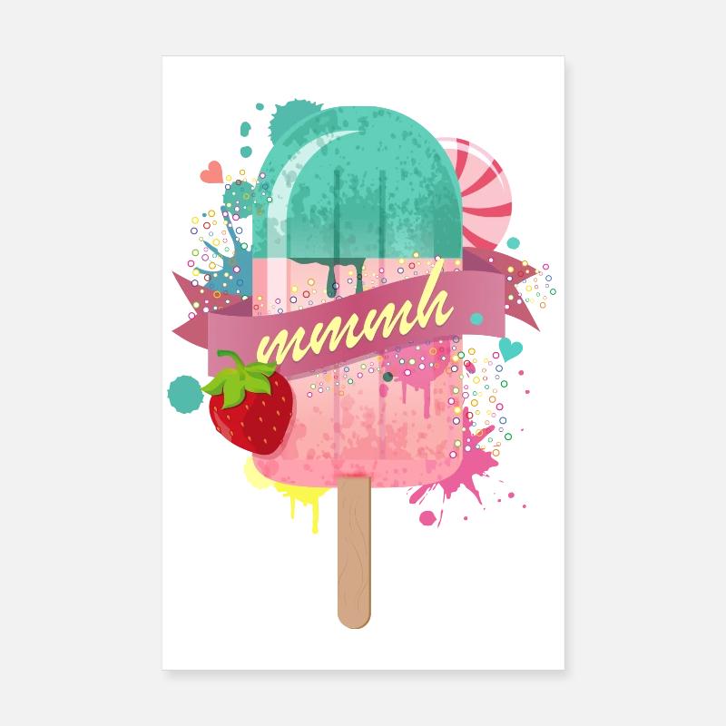popsicle with strawberry Poster 8" x 12" (20x30 cm)