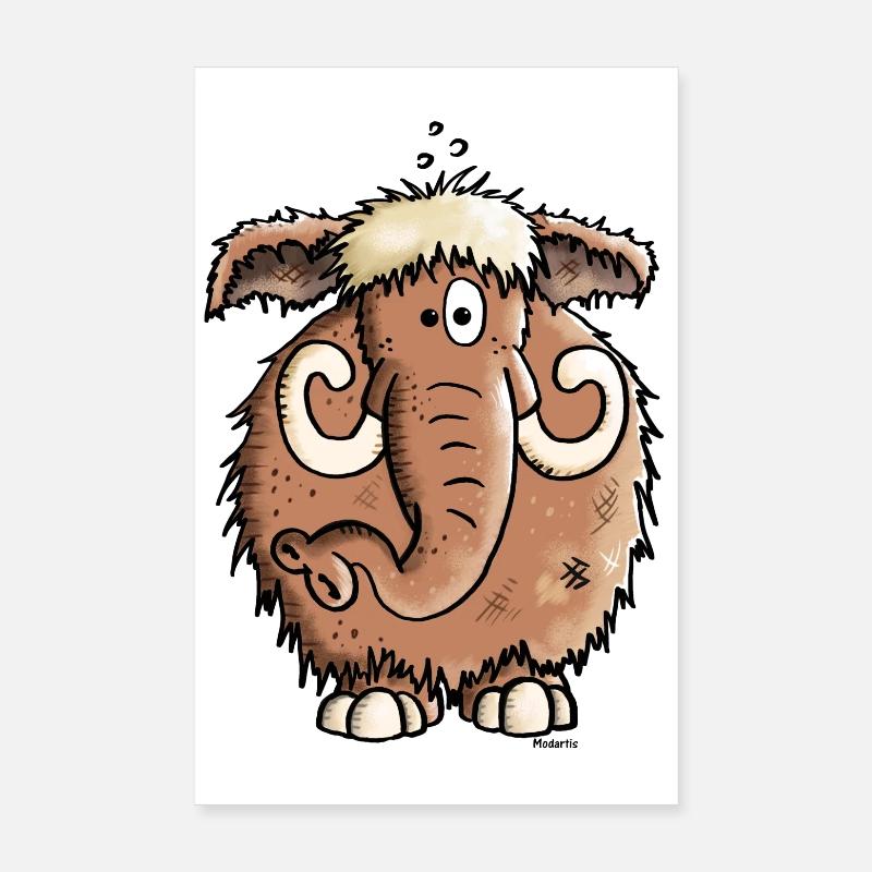 Géant Mammoth - Eléphant - Poster 20 x 30 cm - blanc