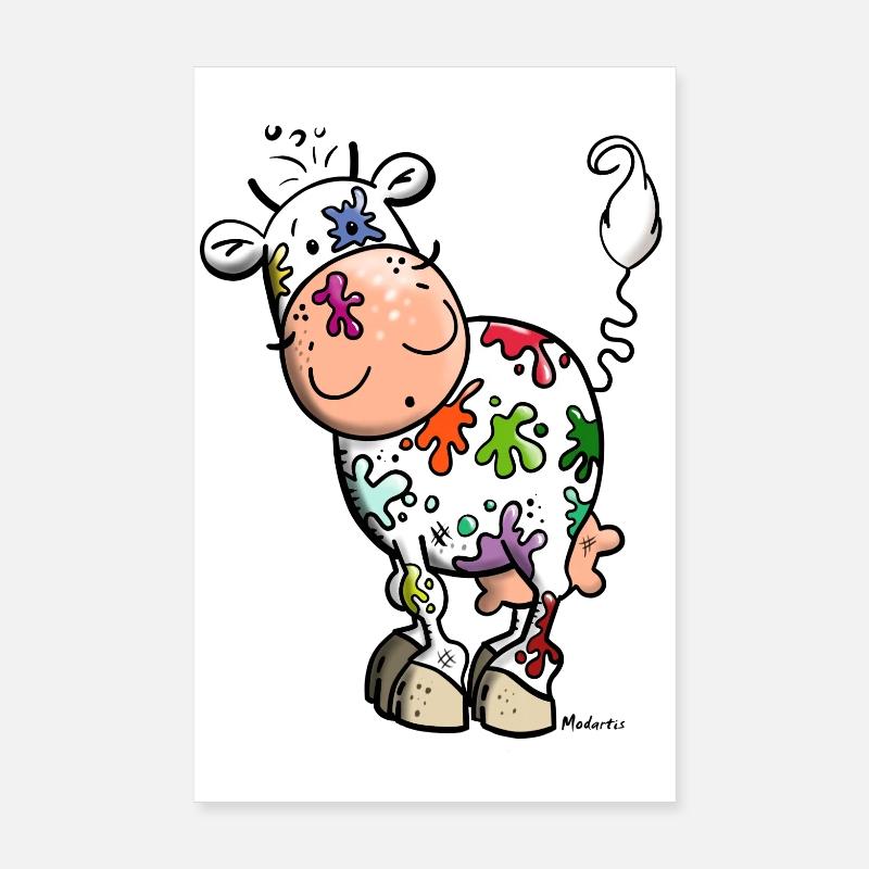 Coloré Vache - Poster 20 x 30 cm - blanc