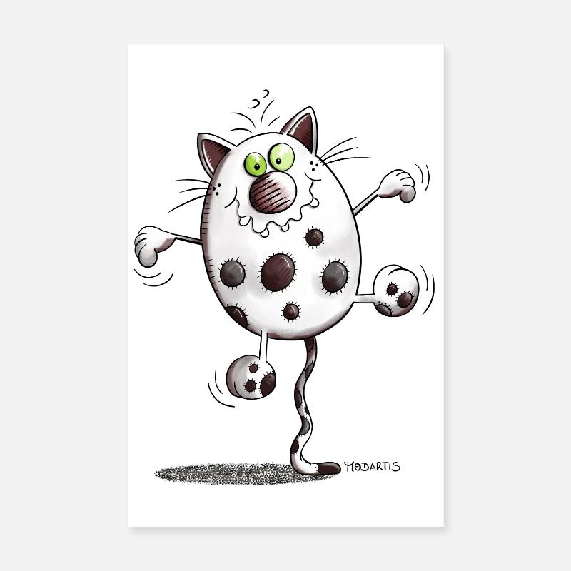 Katze ist Fit - Poster 20x30 cm - Weiß