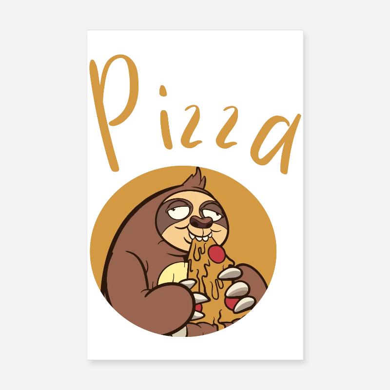 Fun sloth with pizza Poster 8" x 12" (20x30 cm)