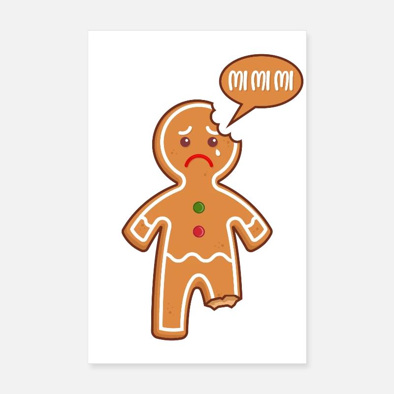 Lebkuchenmann Mi Mi Mi Mimimi Lustige Sprüche - Poster 20x30 cm - Weiß