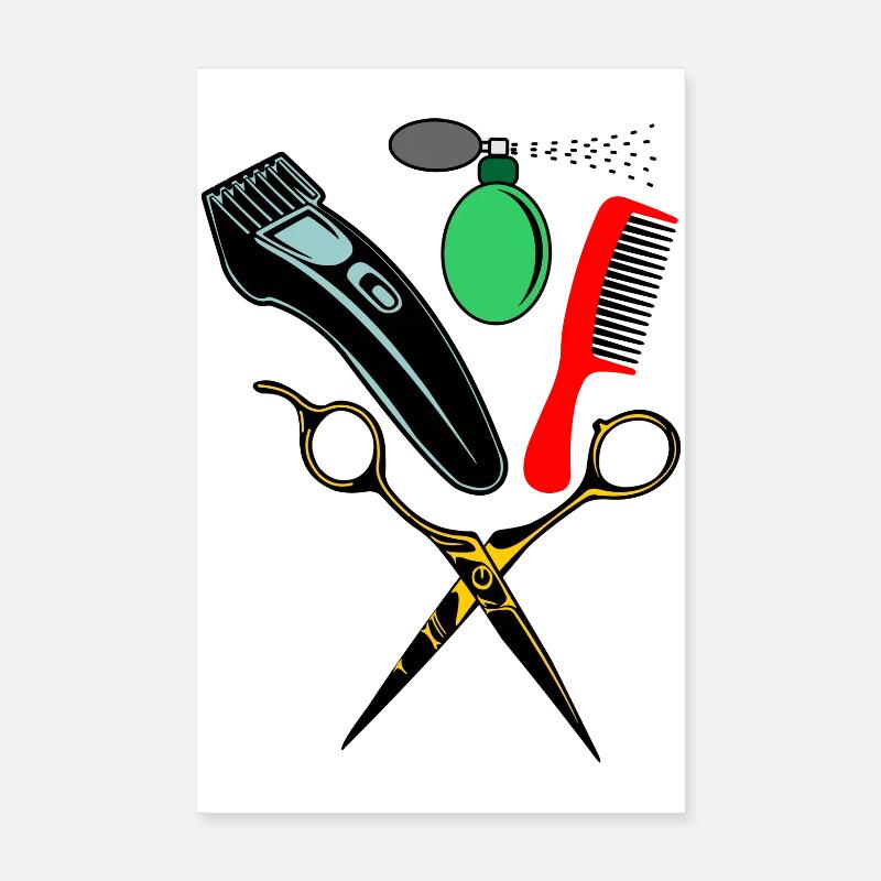 Colorful comb, scissors, shaver nice smelling Poster 8" x 12" (20x30 cm)