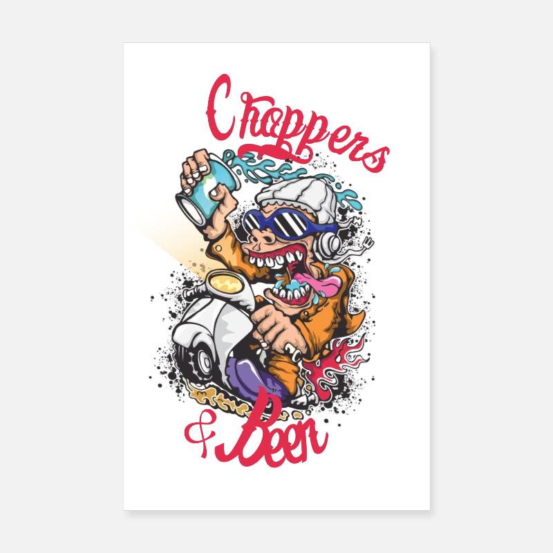 Les hélicos Équipe Scooter Singe Poster 20 x 30 cm