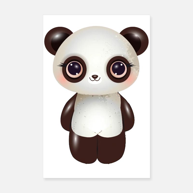 Panda mignon aux joues roses dans un style comique Poster 20 x 30 cm