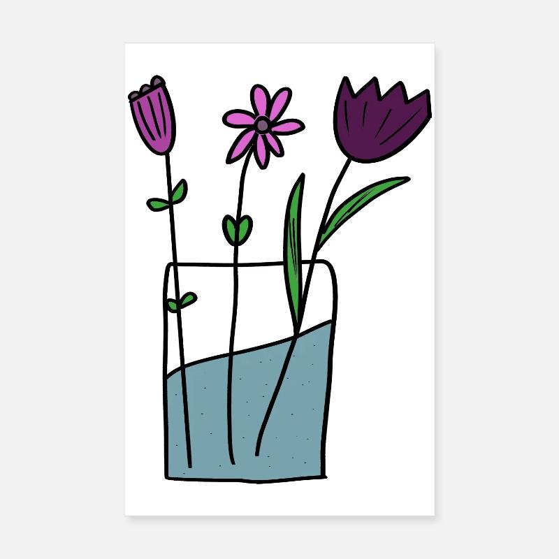 Flowers in clay pot design Poster 8" x 12" (20x30 cm)