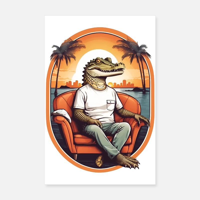 Alligator auf Sofa Poster 20x30 cm
