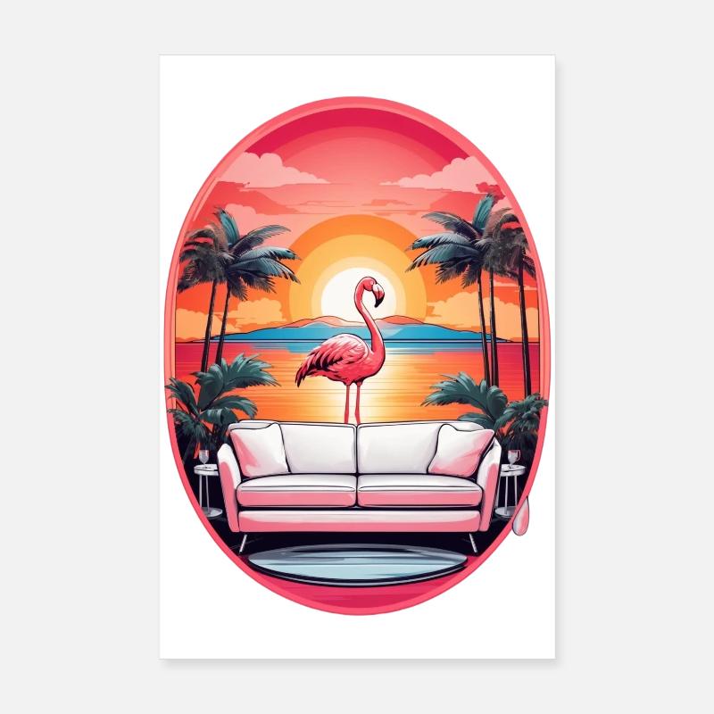 Flamingo Sofa Poster 20x30 cm