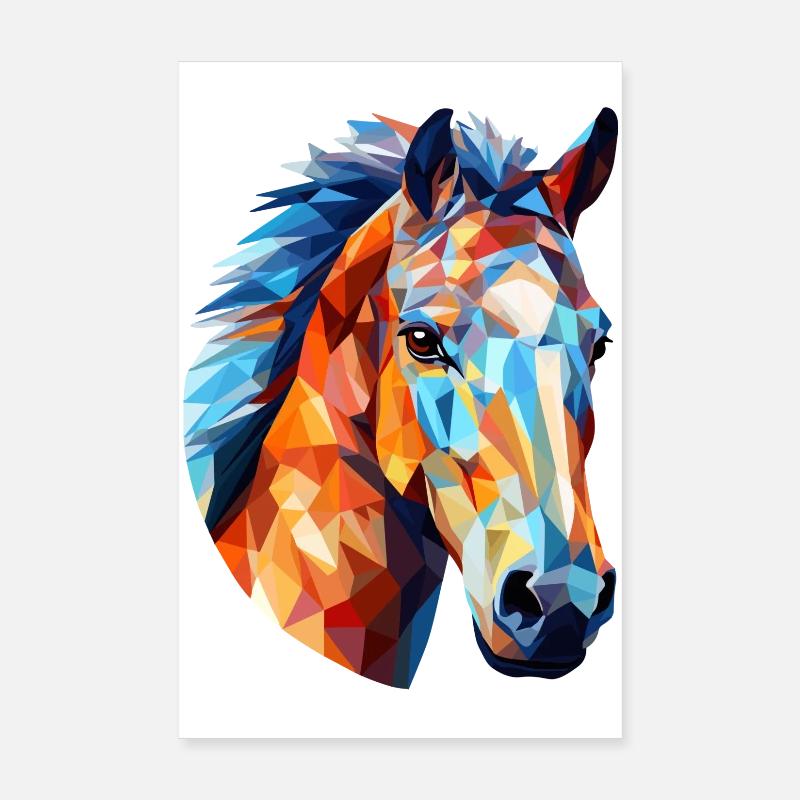 Cheval Polygone Tête De Cheval Chevaux Poster 20 x 30 cm