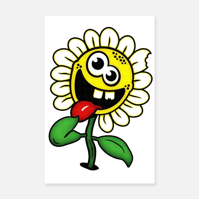 Drôle de fleur heureuse / fleur folle Poster 20 x 30 cm