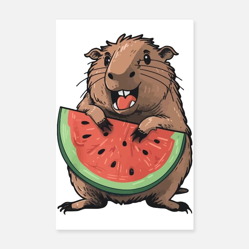 Capybara isst Wassermelone Poster 20x30 cm