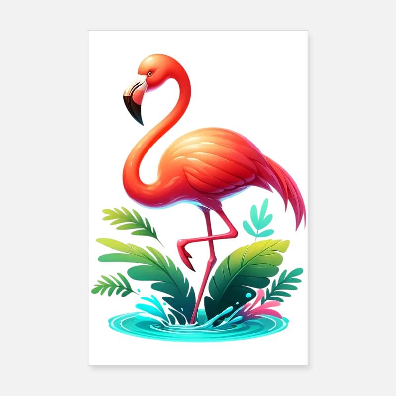 Flamingo - Poster 20x30 cm - Weiß