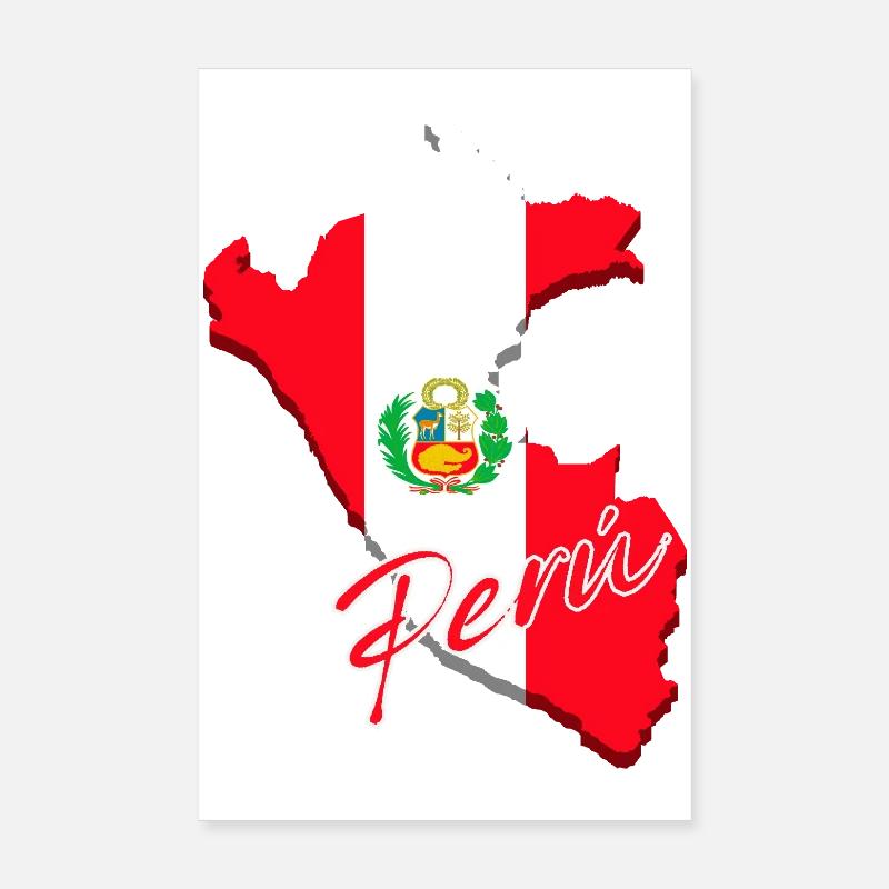 Drapeau du Pérou, carte drapeau du Pérou Poster 20 x 30 cm