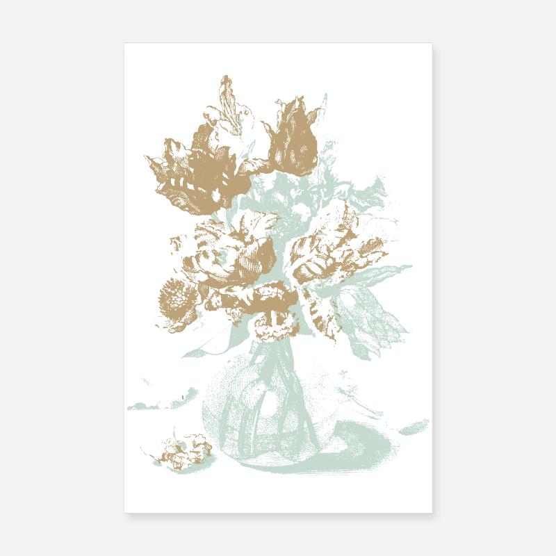 Vase à fleurs vintage avec des roses Poster 20 x 30 cm
