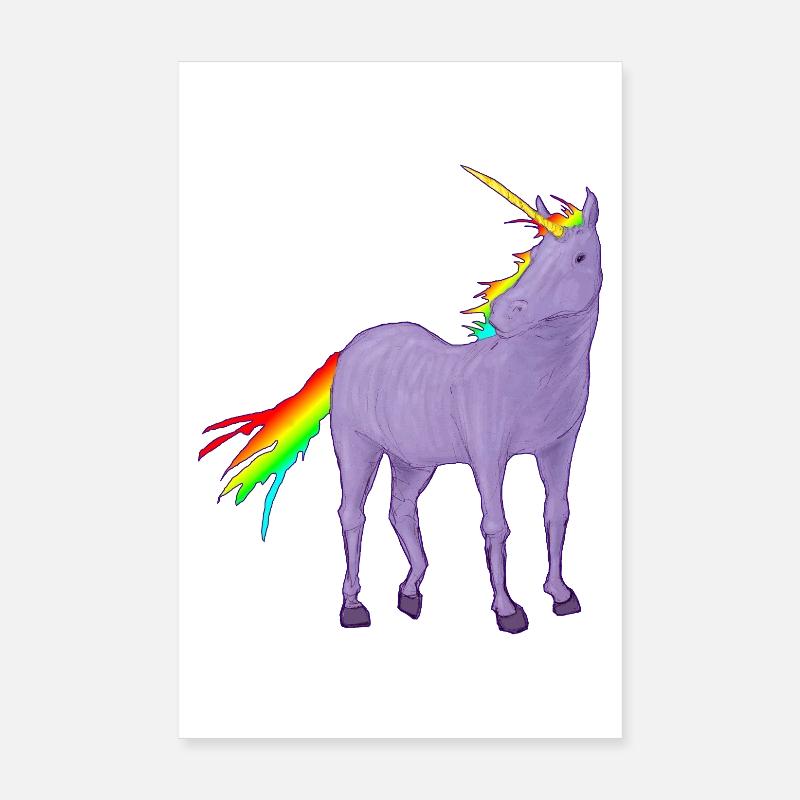 Licorne robe violette et crinière arc-en-ciel Poster 8" x 12" (20x30 cm)