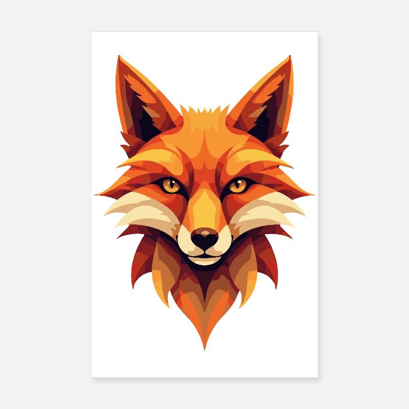 Renard Brabus Géométrique - Poster 20 x 30 cm - blanc