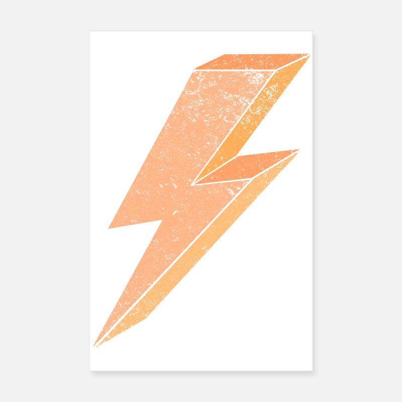Blitzsymbol in warmem Orange 3D Poster 20x30 cm