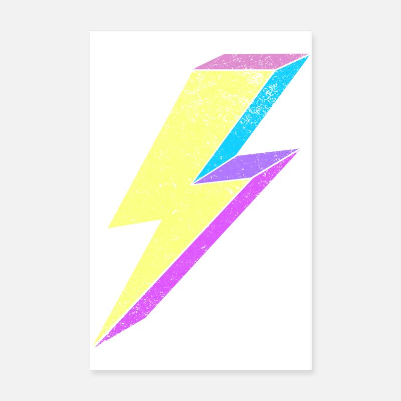 Leuchtende Lightning-Design mit Pastellfarben 80s  Poster 20x30 cm