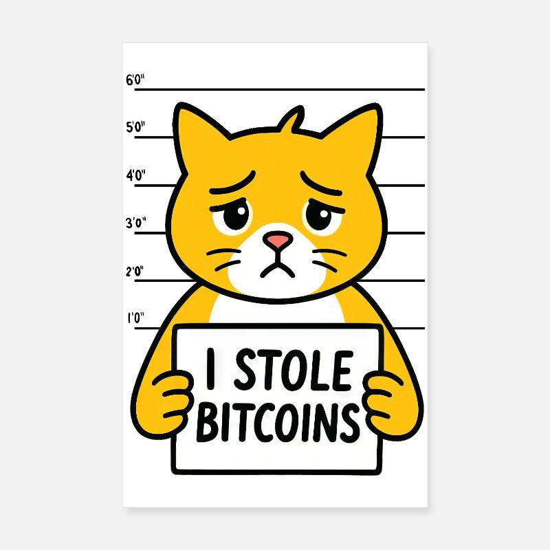 Drôle de Bitcoin Cat Monnaie Numérique Poster 20 x 30 cm