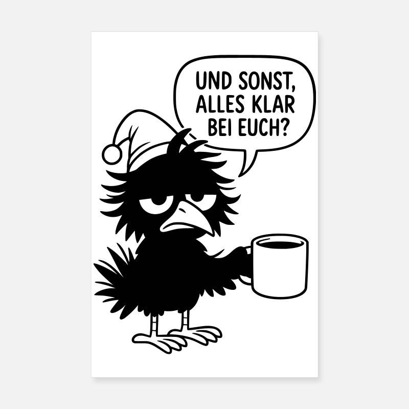 Corbeau noir avec capuchon endormi et bulle de dialogue Poster 20 x 30 cm