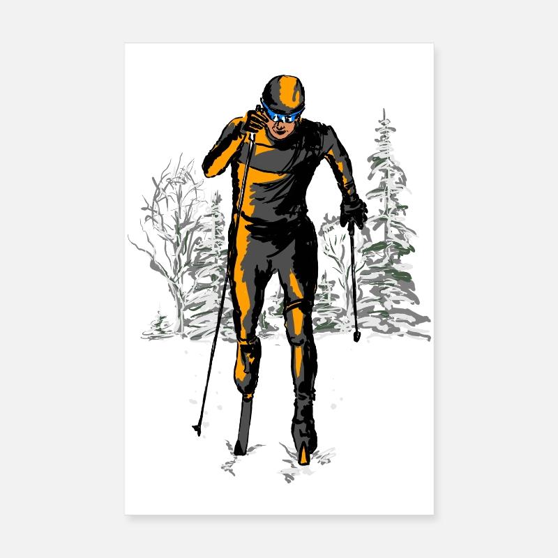 Skilanglauf - Poster 20x30 cm - Weiß