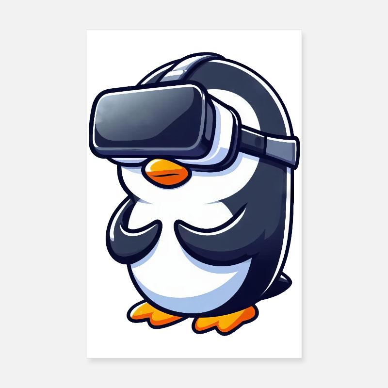 Mignon pingouin VR Gamer Console Nerd Gamer Poster 20 x 30 cm