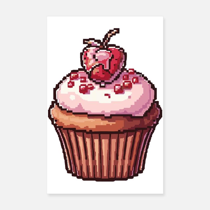 Cupcake Pixel Rétro Poster 20 x 30 cm
