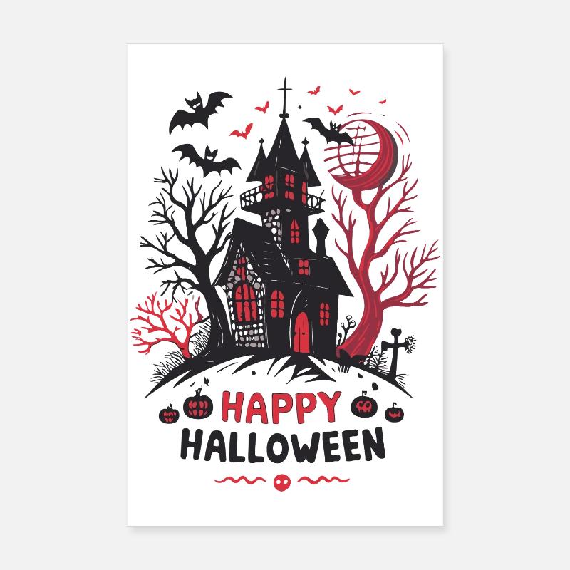Halloween Haunted House Poster 8" x 12" (20x30 cm)