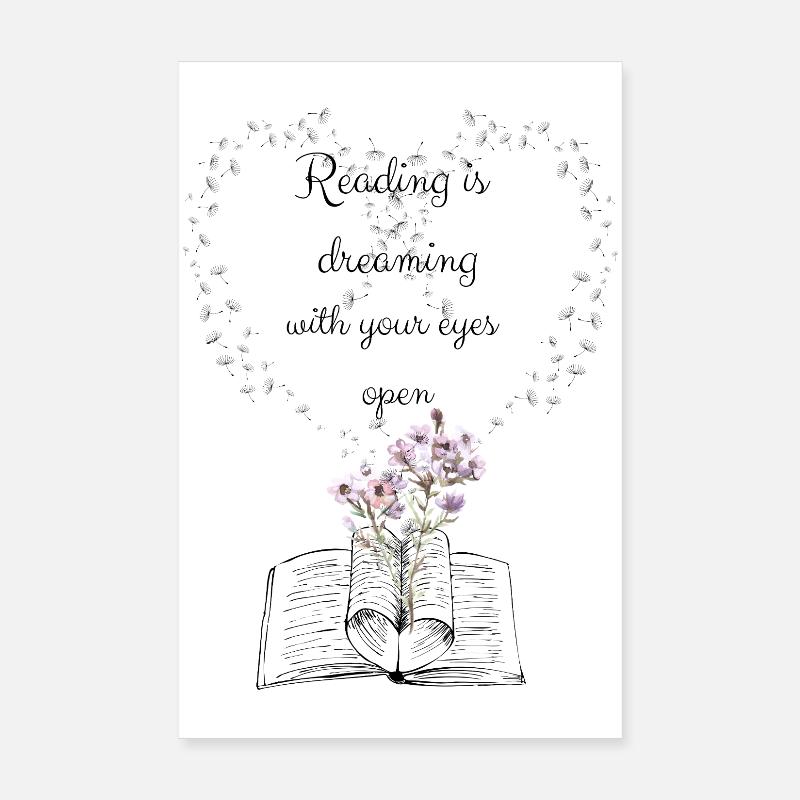 Reading is dreaming - Poster 20x30 cm - Weiß