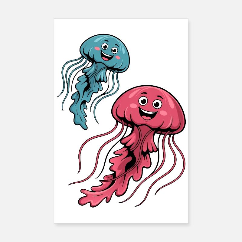 Deux méduses drôles Poster 20 x 30 cm