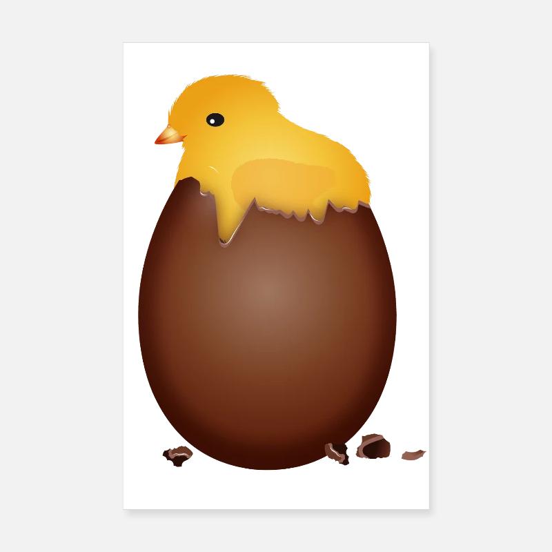 Chocolate Easter Egg with Cute Chick Poster 8" x 12" (20x30 cm)
