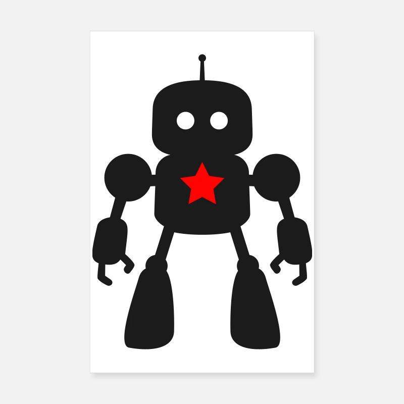 Roboter mit Stern KI Sci-Fi Nerd Poster 20x30 cm