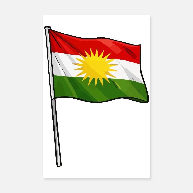 Étoile du Soleil du Drapeau du Kurdistan Poster 20 x 30 cm