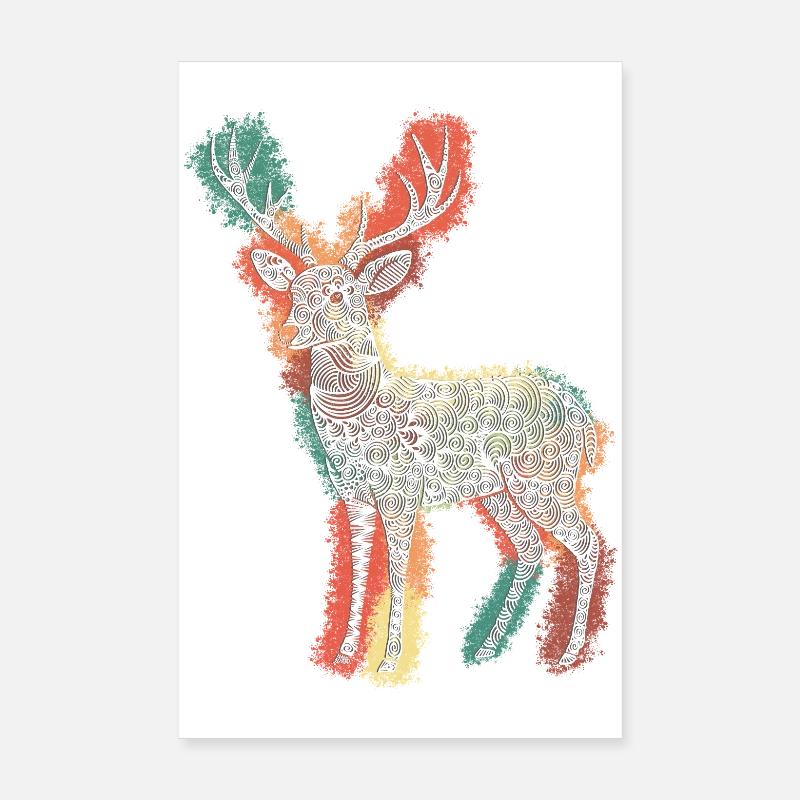 Zentangle-Rehbock Poster 20x30 cm