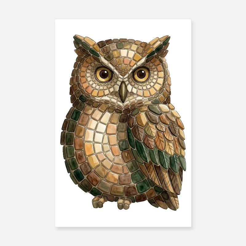 Eule Mosaik - Weise Eulenfan Geschenkidee Poster 20x30 cm