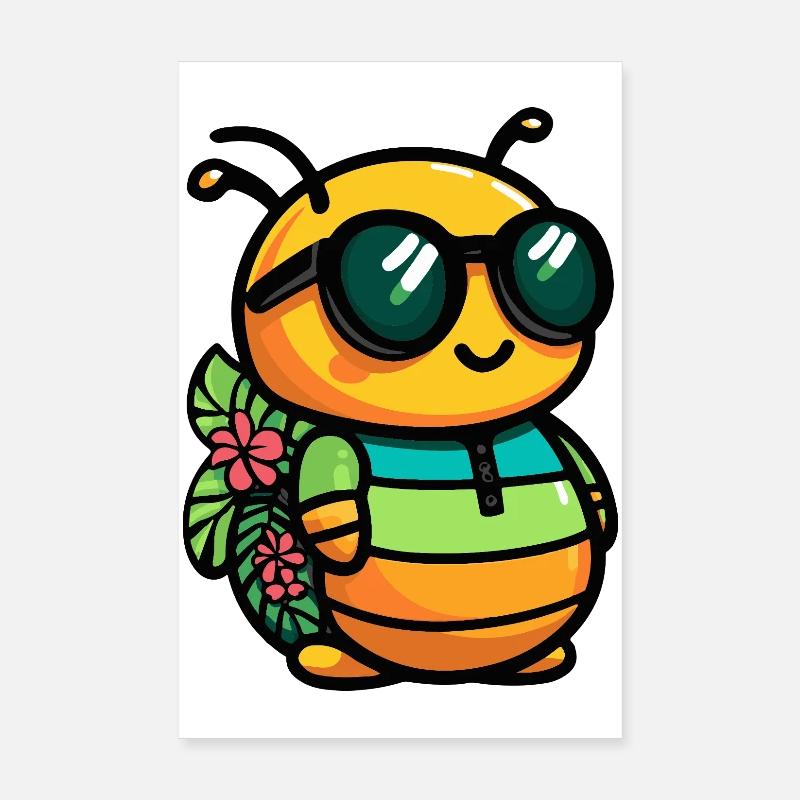 Wurm Comic Urlaub Poster 20x30 cm