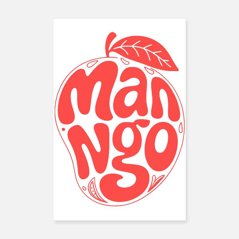 Typographie du fruit de la mangue groovy Poster 20 x 30 cm