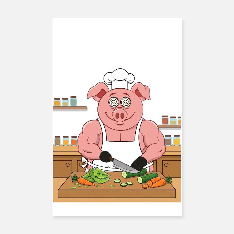 Salade de cochon musclé qui coupe Poster 20 x 30 cm