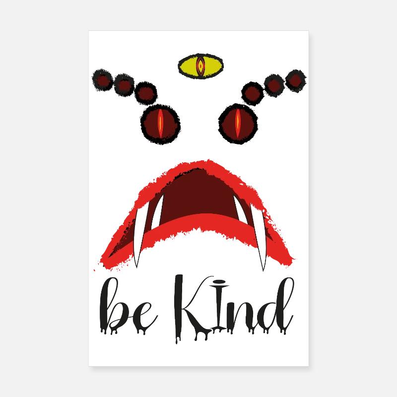 Be Kind – Creepy Red Eyes Horror Design Poster 20 x 30 cm
