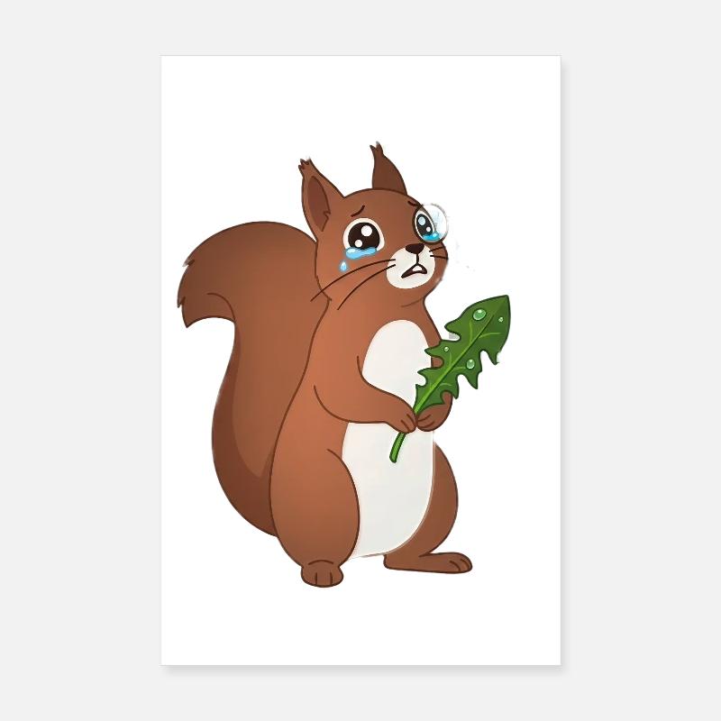 Crying squirrel with a leaf Poster 8" x 12" (20x30 cm)