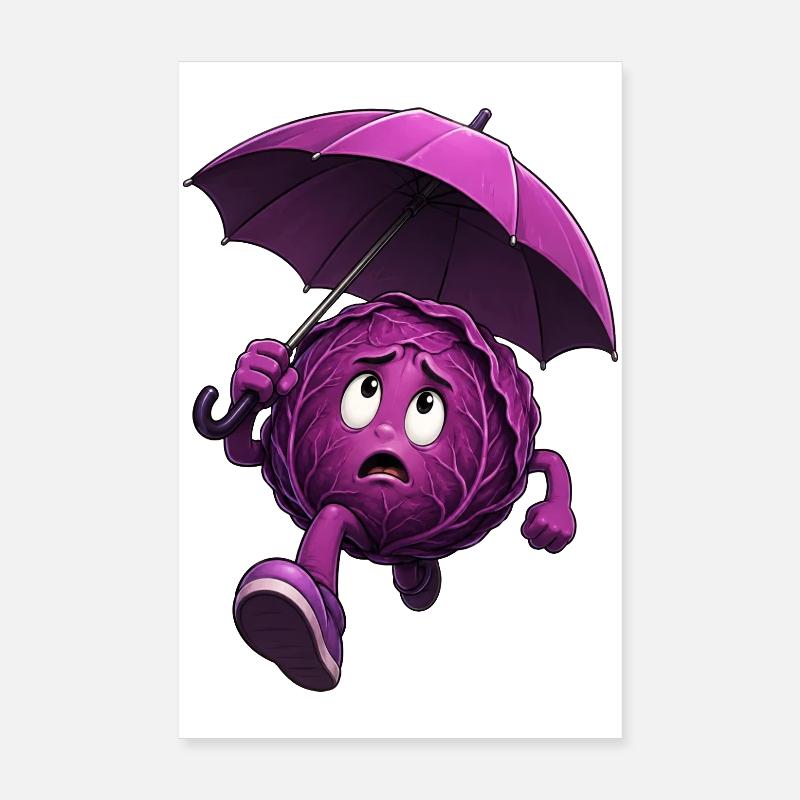 Rotkohl mit Schirm Poster 20x30 cm