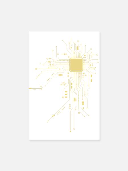 CPU Prozessor Technik Computer IT Nerd Motiv - Poster 20x30 cm - Weiß - Vorne