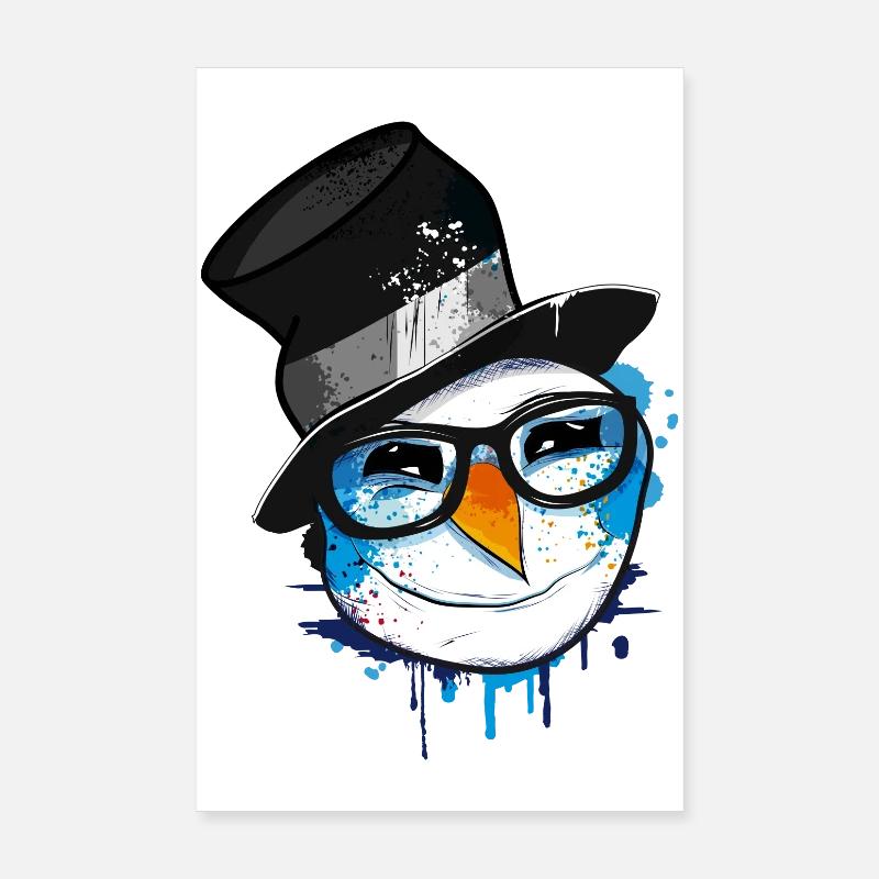 Snowman with nerd glasses Poster 8" x 12" (20x30 cm)
