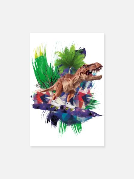 T-Rex - Dinosaurier - Trex - tyrannosaurus rex - Poster 20x30 cm - Weiß - Vorne