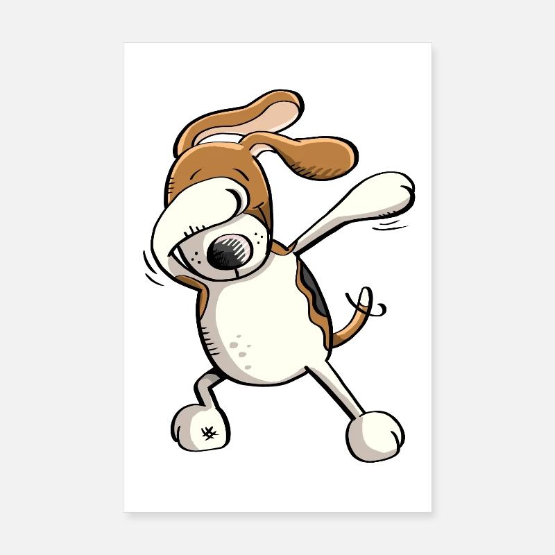 Funny Dab Dance Beagle - Hund - Comic - Geschenk Poster 20x30 cm