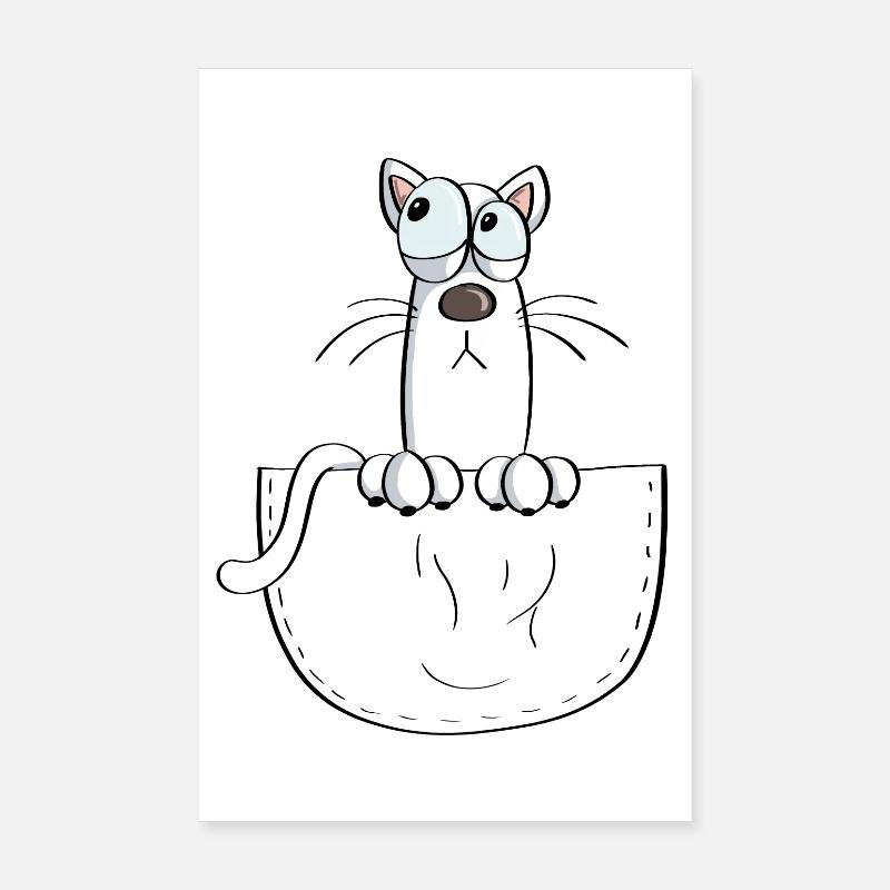Katze In der Tasche - Katzen - Comic Poster 20x30 cm