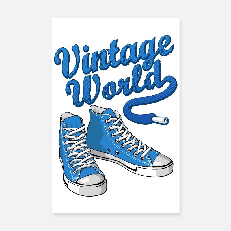 Blue vintage sneakers Poster 8" x 12" (20x30 cm)