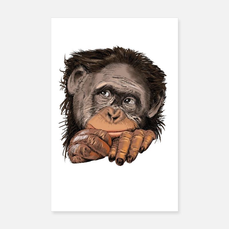 Affe - Poster 20x30 cm - Weiß